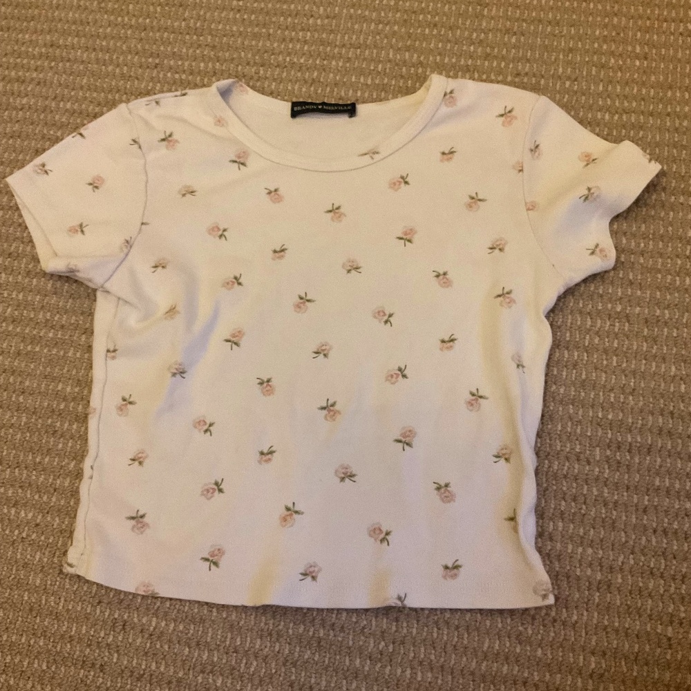 Cute floral brandy melville baby tee